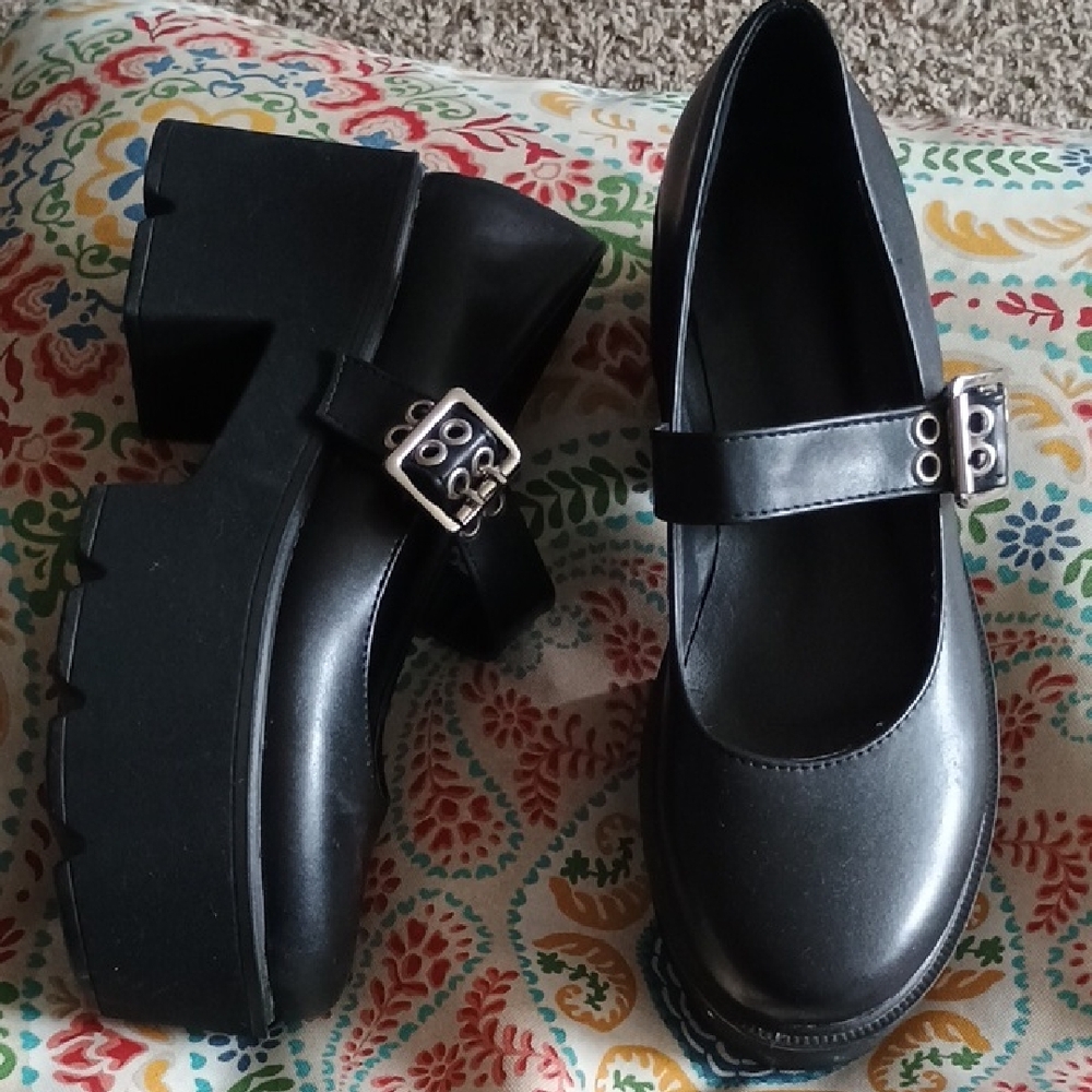 Black Platform Mary Jane Shoes